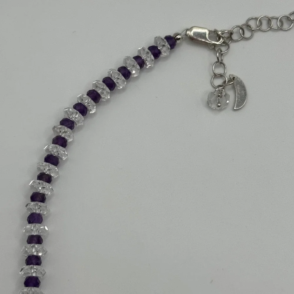 Deb Guyot Herkimer Quartz Bead Beaded Necklace Sterling Silver